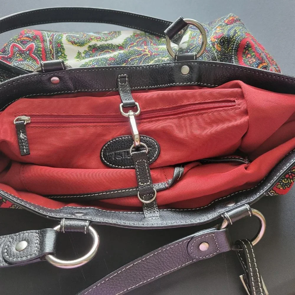 Talbots Large Paisley Tapestry Handbag Purse with Clip Closure Inside Pockets - Picture 5 of 5